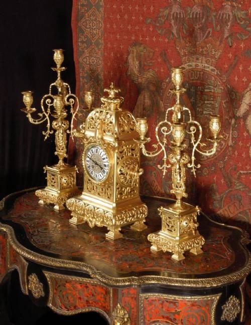 fig 2. **** SOLD **** Superb Antique French Clock Set - Japy Freres